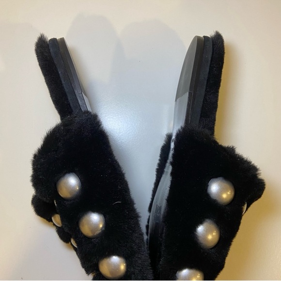 Alexander Wang Amelia Studded Lamb Fur Mule Slides Slippers - Picture 11 of 15